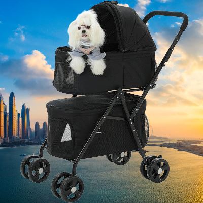 Poussette pour Chien - PetStroller™ - Noir - Toutou trop chou